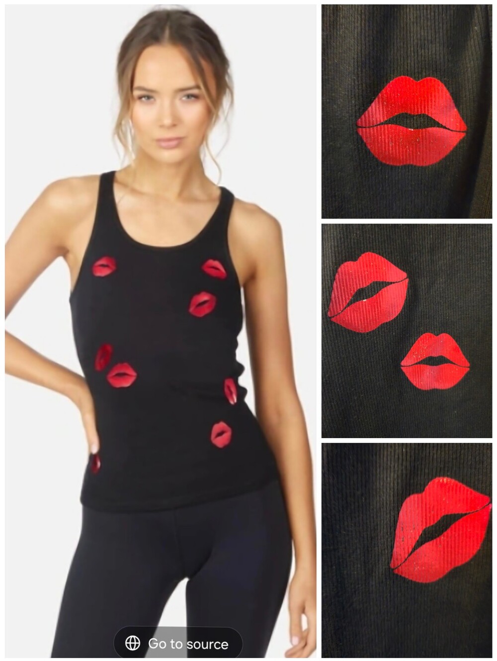 Lauren Moshi Foil Lips Ribbed Esmeralda tank top